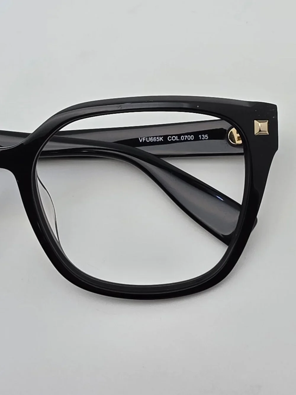 Furla VFU665K Col.0700 Shiny Black Gold Cat Eye Eyeglasses Frame 55-17-135